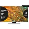 Samsung Q80D TV QLED 4K 50'' QE50Q80DATXZT Smart TV Wi-Fi Eclipse Silver 2024, Processore NQ4 AI GEN2, 4K AI Upscaling, Simple Chamfer Design, Dolby At