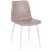 Set di sedie KYRA similpelle beige e gambe bianche