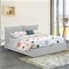 Talamo Italia Dmora Letto Matrimoniale Cristel 190x215 cm Bianco Materasso Incluso Sfoderabile, Contenitore Made in Italy