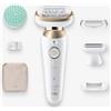 Braun Silk-épil 9 Flex 9-071 3D Epilatore Elettrico 40 Pinzette MicroGrip con Rasoio e Trimmer colore Bianco e Oro - SES9-071