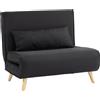 HOMCOM Poltrona Letto 3 in 1 con Schienale Reclinabile su 6 Posizioni in Tessuto, 94x78x80 cm, Nero | Aosom Italy