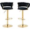 Gomyway Set di 2 Sgabelli da Bar Girevoli 360° in Velluto con Altezza Regolabile, Design Lussuoso per Cucina e Sala da Pranzo, Nero