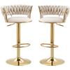 Gomyway Set di 2 Sgabelli da Bar Girevoli 360° in Velluto con Altezza Regolabile, Design Lussuoso per Cucina e Sala da Pranzo, Bianco
