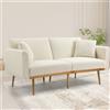 Gomyway Divano Letto Reclinabile per Soggiorno in Tessuto Teddy, Divano Letto a 3 Posti con Cuscino,161x80x64cm, Bianco | Aosom Italy