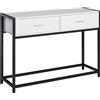 HOMCOM Tavolo Consolle per Ingresso con 2 Cassetti, Piano d'appoggio in Legno Bianco e Gambe in Metallo Nero 120x34x81cm