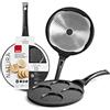 IBILI, Padella per 4 mini crepes Natura, 26 cm, alluminio fuso, antiaderente stile pietra, adatta per l'induzione.