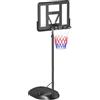 SPORTNOW Canestro Basket da Esterno ad Altezza Regolabile a 5 Livelli con Base Riempibile, Canestro da Basket Portatile con Ruote in Acciaio e PE, 81x60x216-277cm, Nero