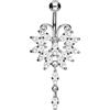 PIERCINGLINE Piercing per ombelico in acciaio chirurgico 316L con design in ottone con grande farfalla, Acciaio chirurgico 316L / ottone, Cristallo