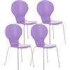 CLP Set 4 Sedie Impilabili Diego in Legno Robusto I Sedia Attesa Telaio in Metallo I Sedia Ergonomica Conferenza Design, Colore:Viola