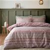 Catherine Lansfield Fairisle - Set copripiumino singolo reversibile in cotone spazzolato, con federa, colore: rosso