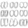 ALEXCRAFT Set Orecchini Donna Acciaio Chirurgico, Orecchini a Cerchio in Argento Sterling 925, Cubic Zirconia Huggie Orecchino a Cerchio per Donna Piccoli Cartilagine Piercing Gioielli, 9 Paia