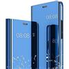 WBWONE Clear Smart View Cover per Xiaomi Redmi Note 13 Pro 5G / Poco X6 5G, Standing Mirror Flip Folio Custodia Protettiva Bumper, Luxury Specchio Libro Case con Supporto Pieghevole. Blu