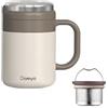 Domya Tazza Termica da Tè/Caffè in Acciaio Inossidabile (Crema) con Filtro Rimovibile, 500 ml - Mantiene le Bevande Fredde e Calde, Isolamento 12+ Ore, Ideale per Tè, Caffè, Viaggi, Ufficio e Campeggio
