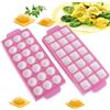 Festa Centro 2 Pezzi Quadrato e Rotondo Stampo in Plastica per Ravioli, Stampo Per Ravioli Italia,Riutilizzabile, Facile da Pulire, Dimensione dei ravioli 2.5-3cm, 26.5×10.8×2cm (21 Posti Rosa)