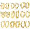 ALEXCRAFT Orecchini a Cerchio Intrecciati e Polsini Auricolari Da Donna in Oro e Argento, 9 Paia Vintage Ipoallergenici