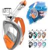 HINATAA Maschera Subacquea,Doppia Palla Galleggiante Maschera Snorkeling,180° Anti-Nebbia Leak Proof Maschera Facciale Integrale Snorkeling,Fotocamere Compatibili Bambini,Adulti (S/M, Arancione)