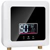 LIROPAU Scaldacqua istantanea elettronico, 7500 W 220V Scaldacqua Istantaneo a Parete Mini Scaldabagno Istantaneo Elettrico con Display LED Della Temperatura, scaldabagno elettrico per Cucina e Bagno (White)