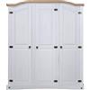 Homgoday Armadio multiuso, armadio in legno massello, armadio per camera da letto a 3 ante, in legno di pino messicano, stile corona 151,6 x 52 x 170 cm, bianco
