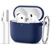 Maledan Cover Compatibile con AirPods 4 2024 Custodia, Case Protettiva Antiurto in Silicone Morbido per Apple AirPods 4 Generazione Custodia con Kit di Pulizia e Moschettone [LED visibile],Blu Scuro