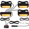 Justech Kit Luci Lampeggianti 9cm-COB Luci LED Lampeggiante con Staffe di Montaggio con Pulsante Interruttore di Modalità 12V 24 V Universale per Veicolo Rimorchio Caravan Trattore Camion - E-mark