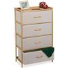 Relaxdays Cassettiera Camera da Letto, Comò 4 Cassetti in Tessuto, HLP: 94x58x32,5 cm, Struttura in bambù Naturale Beige