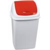 Adatto-M T909057 Pattumiera polipropilene bianca con coperchio basculante rosso 50 litri (confezione da 6 pezzi)