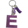 Generico Portachiavi Personalizzato E Lilla con glitter in resina
