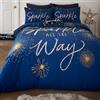 Catherine Lansfield Christmas Sparkle - Set copripiumino singolo reversibile con federa, colore: blu navy