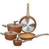 Tognana Traditional Stone, batteria pentole e padelle, 8 pezzi, alluminio, giallo ocra