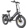 AVAKA K300 Bicicletta elettrica pieghevole, motore 350W, batteria 36V 16Ah, pneumatici 20*3.0 pollici, 31km/h, 100km - Nero