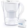 BRITA Caraffa Filtrante Marella per acqua, Bianco (2.4l) - incl. 1 Filtro MAXTRA+ per la riduzione di cloro, calcare e impurità