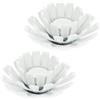 Relaxdays Portacandele, Set da 2, a Forma di Fiore, Supporto in Ghisa, Esterni e Interni, H x D: 6 x 13,5 cm, Bianco