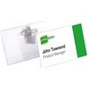 Durable Portanome con combi clip, portabadge con spilla e clip a coccodrillo, lunetta per rimozione inserto, 54x90 mm, trasparente, 50 pezzi, 810119
