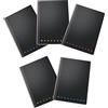 Pigna,Confezione 5 Quaderno Monocromo BLACK PPL,Filo Singer, 1R, righe, A5, 15X21 cm