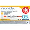 PIC Siringa Per Insulina Pic Insumed 0,5 Ml 100 Ui Ago Gauge 29 Lunghezza 12,7 Mm Senza Spazio Morto 3 Sacchetti Da 10 Pezzi 30 pz Siringhe