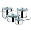 Lagostina Smart Set di Pentole Induzione, Gas e Forno in Acciaio Inox 18/10, 9 Pezzi, Fondo Lagoseal Plus Triplo Strato, Batteria di Pentole con 4 Casseruole, Pentola 2 Maniglie, 4 Coperchi