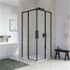 DEGHI Box doccia 80x80 cm angolare scorrevole con vetro trasparente e profilo nero opaco 195h - Silent