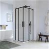DEGHI Box doccia 70x90 cm angolare scorrevole con vetro trasparente e profilo nero opaco 195h - Silent