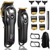 SUPRENT® Tagliacapelli professionale da uomo, kit di taglio di capelli e tagliacapelli a lama a T Zero Gap, set di trimmer per barbiere senza fili con display a LED (Nero)