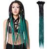 SEGO Dreads Extension Treccine 5 Pezzi Rasta Dreadlock 30cm Uomo Donna Trecce Capelli Corti Sintetici Treccia Braiding Braids Hair # Nero/Verde Scuro