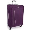 Pierre Cardin Cion CL610M - Valigia con lati morbidi e ruote resistenti testate contro lo stress, con maniglia telescopica e cinghie di imballaggio, Viola & Grigio Chiaro, L, Bagagli morbidi