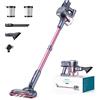 Lubluelu Aspirapolvere senza Fili 25000Pa 220W, Scopa Elettrica senza Fili Aspirapolvere Potente 25V/50Min Batteria Rimovibile Aspiratore senza Sacco Leggero per Pavimenti Tappeti (Rosa)