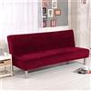 Surwin Copridivano Senza Braccioli 2/3 Posti Elasticizzato Tinta Unita Velluto Antimacchia Fodera per Divano Letto Antiscivolo Lavabile Pieghevole Clic Clac Copri Divano (L:190-210cm,Claret)