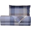 Smart Deco Home Completo letto lenzuola federe letto stampa fantasia in flanella caldo cotone 100% Cotone Made in Italy UNA PIAZZA E MEZZA SCACCHI AZZURRO