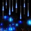 Gintdinpu Luci di Pioggia Che Cadono all'aperto, luci di Pioggia di meteoriti con 8 Tubi da 11,8 Pollici 144 LED Goccia di Pioggia Ghiacciolo Luci a Cascata di Natale a Cascata per Il Giardino delle Vacanze
