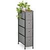 Relaxdays Mobiletto Salvaspazio Stretto, Largo Solo 20 cm, 4 Cassetti in Stoffa, Cassettiera per Salotto, Marrone Grigio, Acciaio