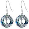 JFASHOP Orecchini a forma di albero della vita, per donne e ragazze, in argento Sterling 925, con albero genealogico, blu, austriaco, cristallo, per compleanno, regalo per mamma e moglie, Argento sterling