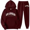 NaLatia Tuta da Abbigliamento sportivo da uomo los angeles Letter Print Sports Felpa con cappuccio e pantaloni in 2 pezzi Felpa autunno inverno