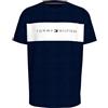 Tommy Hilfiger Maglietta a maniche corte da uomo Panel CN, Navy/Bianco, XL