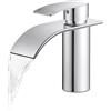 FORIOUS Rubinetto da Bagno, in Acciaio Inox a Cascata con Altezza di Uscita 80 MM, Miscelatore Monocomando per Acqua Fredda e Calda in Bagno, Risparmio D'acqua, Risparmio Energetico